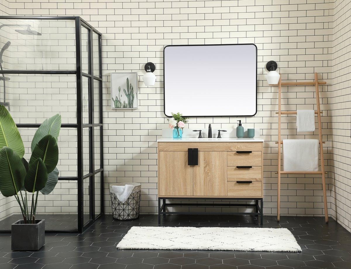 Elegant Decor VF48842MW-BS 42 inch single bathroom vanity in mango wood with backsplash