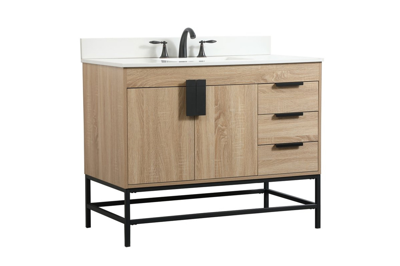 Elegant Decor VF48842MW-BS 42 inch single bathroom vanity in mango wood with backsplash