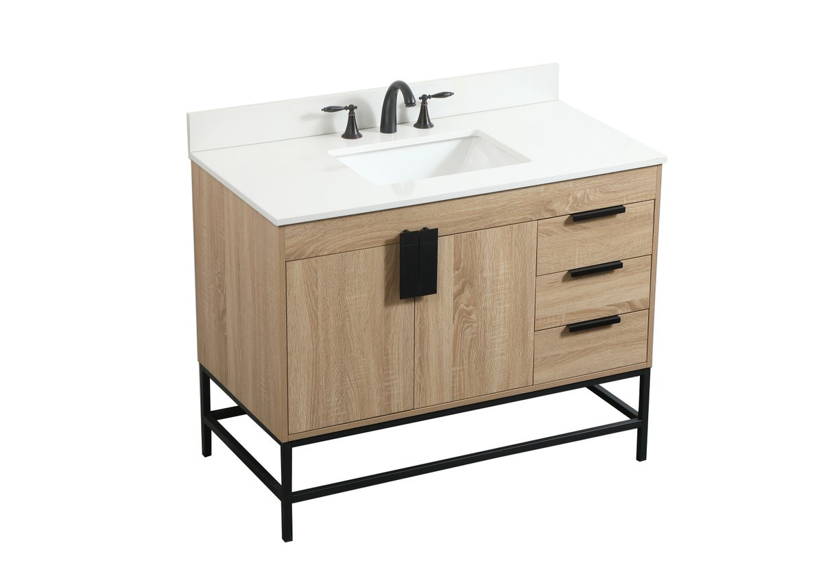 Elegant Decor VF48842MW-BS 42 inch single bathroom vanity in mango wood with backsplash