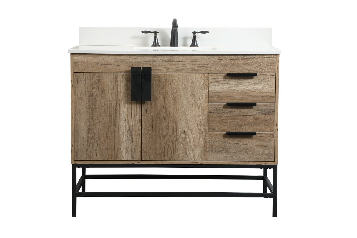 Elegant Decor VF48842NT-BS 42 inch single bathroom vanity in natural oak with backsplash