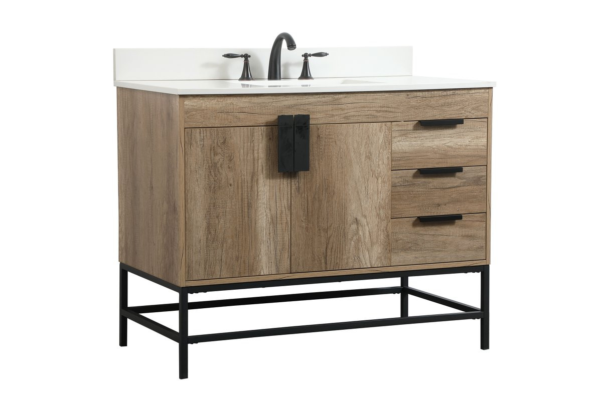 Elegant Decor VF48842NT-BS 42 inch single bathroom vanity in natural oak with backsplash