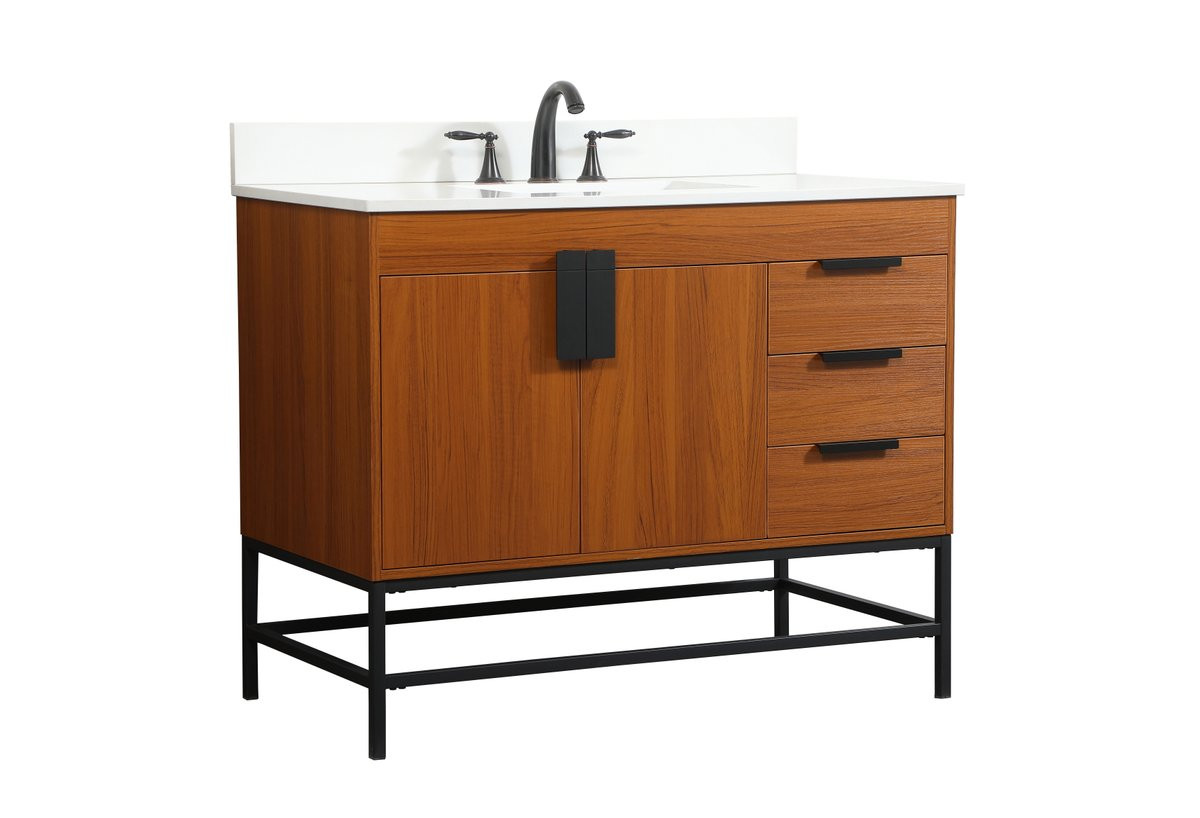 Elegant Decor VF48842MTK-BS 42 inch single bathroom vanity in teak with backsplash