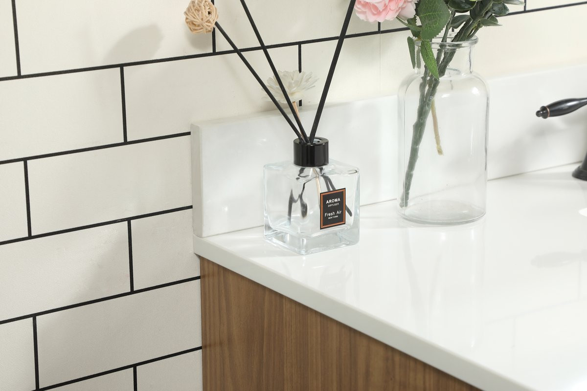 Elegant Decor VF48842WB-BS 42 inch single bathroom vanity in walnut brown with backsplash