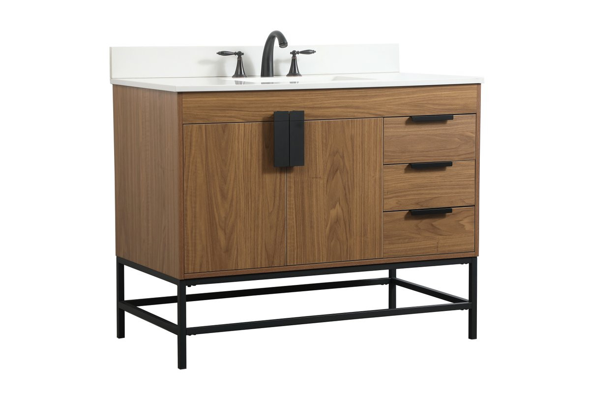 Elegant Decor VF48842WB-BS 42 inch single bathroom vanity in walnut brown with backsplash