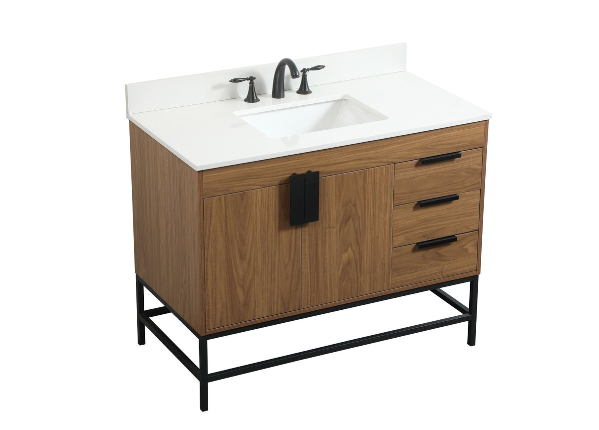 Elegant Decor VF48842WB-BS 42 inch single bathroom vanity in walnut brown with backsplash