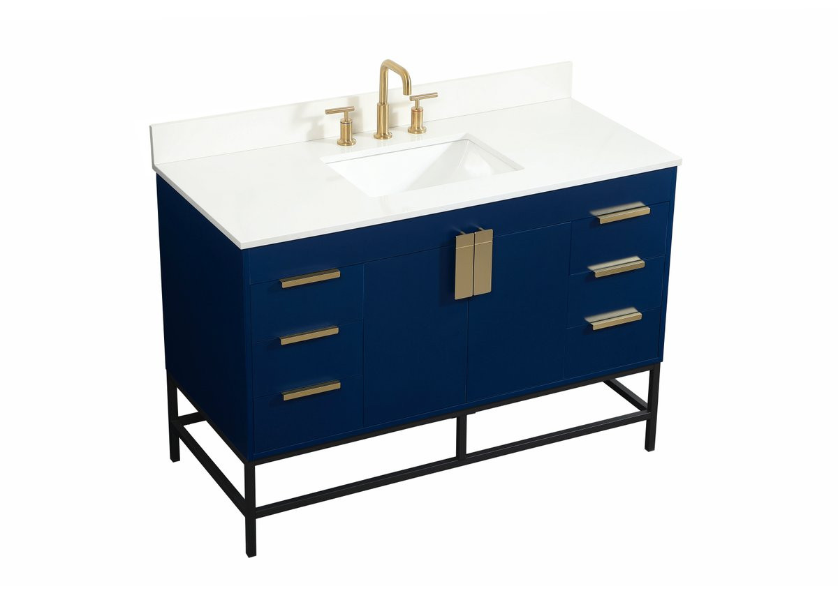 Elegant Decor VF488W48MBL-BS 48 inch single bathroom vanity in blue with backsplash