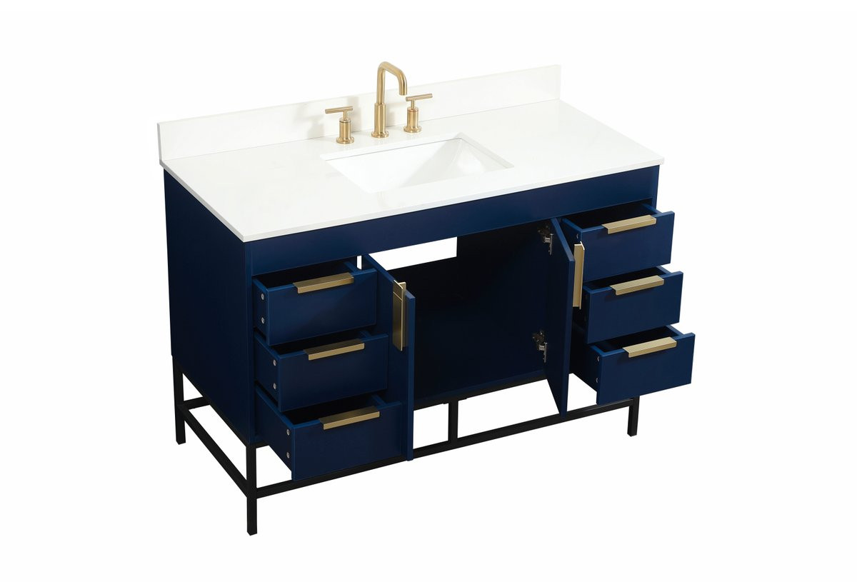 Elegant Decor VF488W48MBL-BS 48 inch single bathroom vanity in blue with backsplash