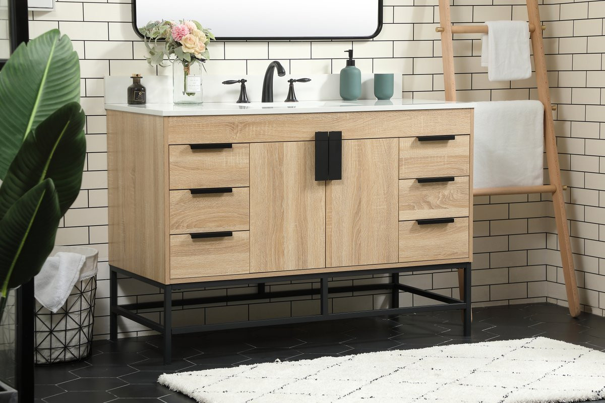 Elegant Decor VF488W48MW-BS 48 inch single bathroom vanity in mango wood with backsplash