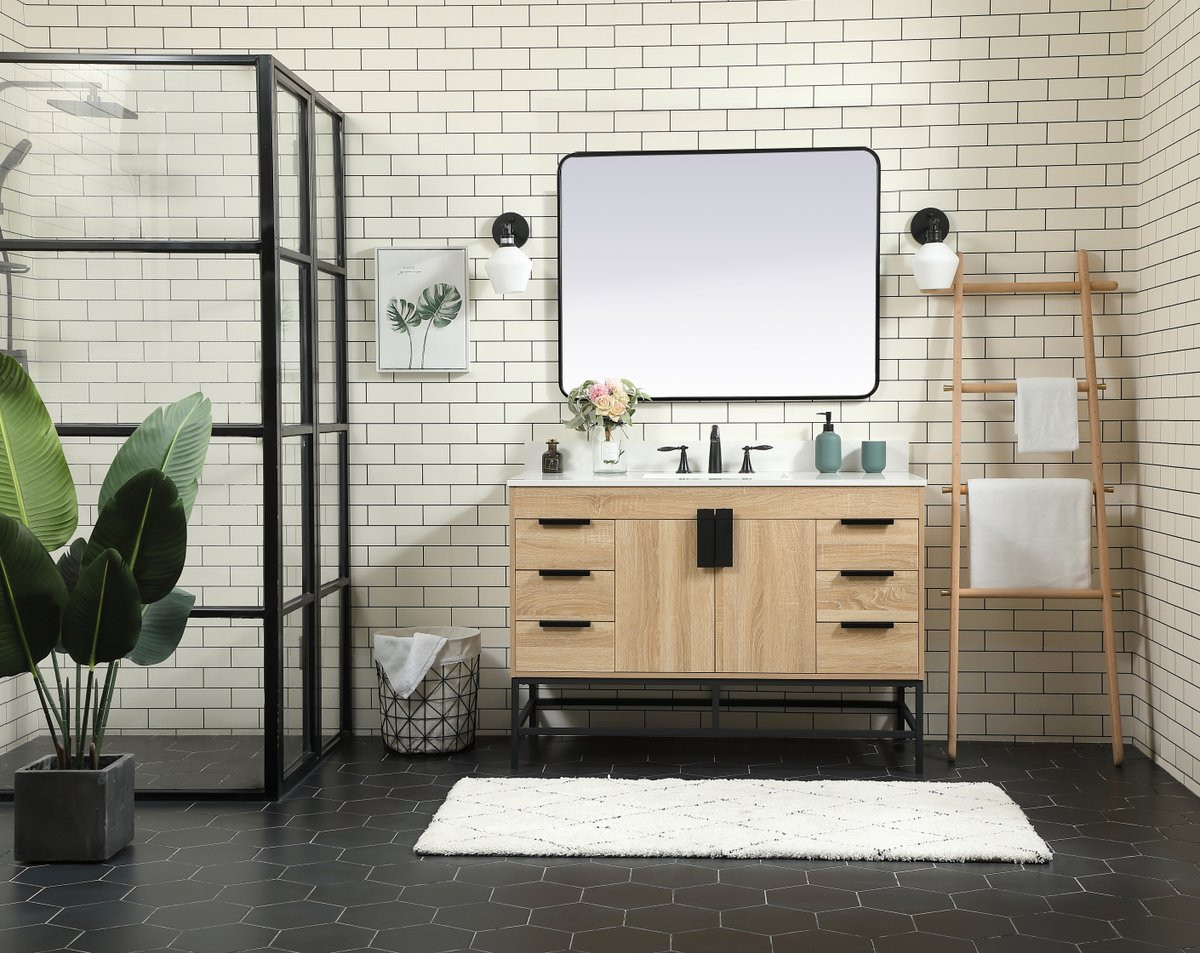 Elegant Decor VF488W48MW-BS 48 inch single bathroom vanity in mango wood with backsplash