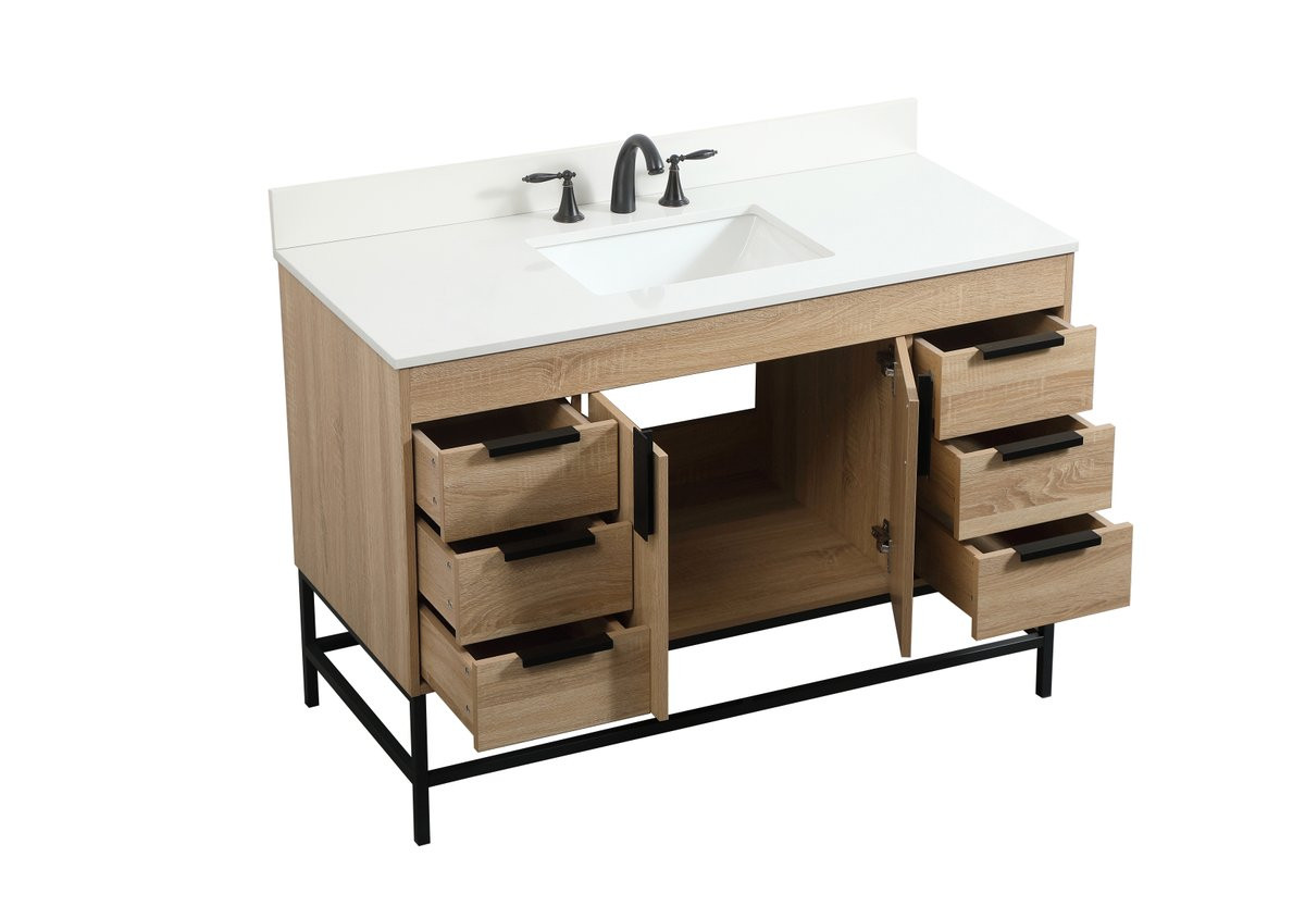 Elegant Decor VF488W48MW-BS 48 inch single bathroom vanity in mango wood with backsplash
