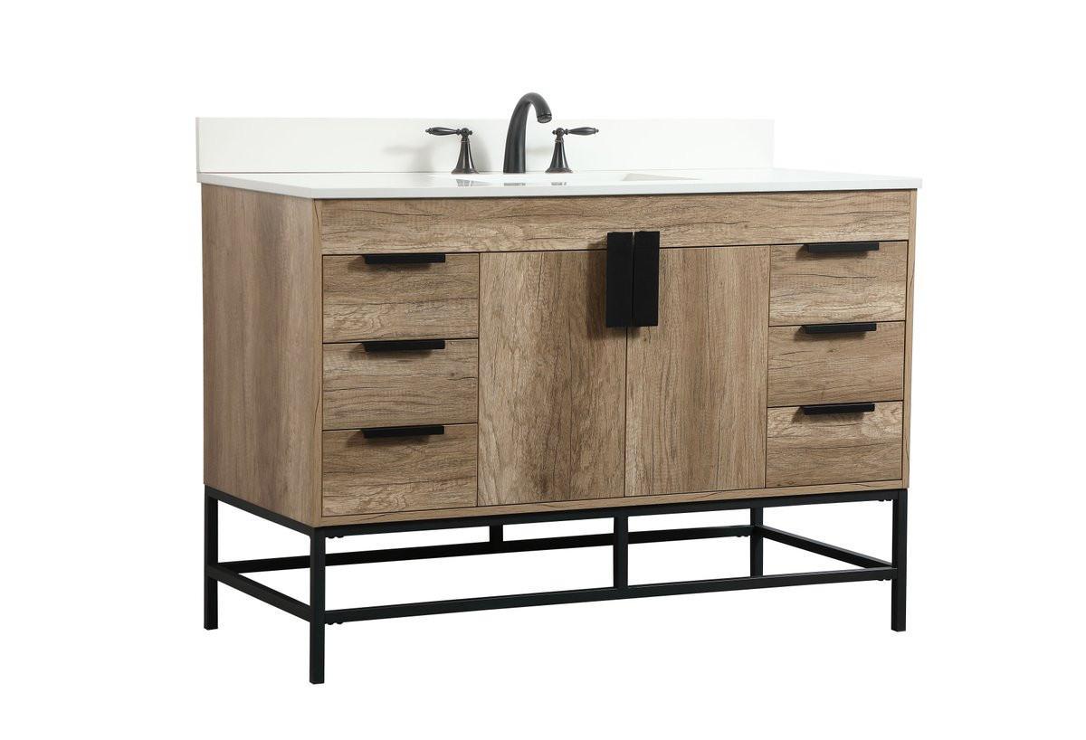 Elegant Decor VF488W48NT-BS 48 inch single bathroom vanity in natural oak with backsplash