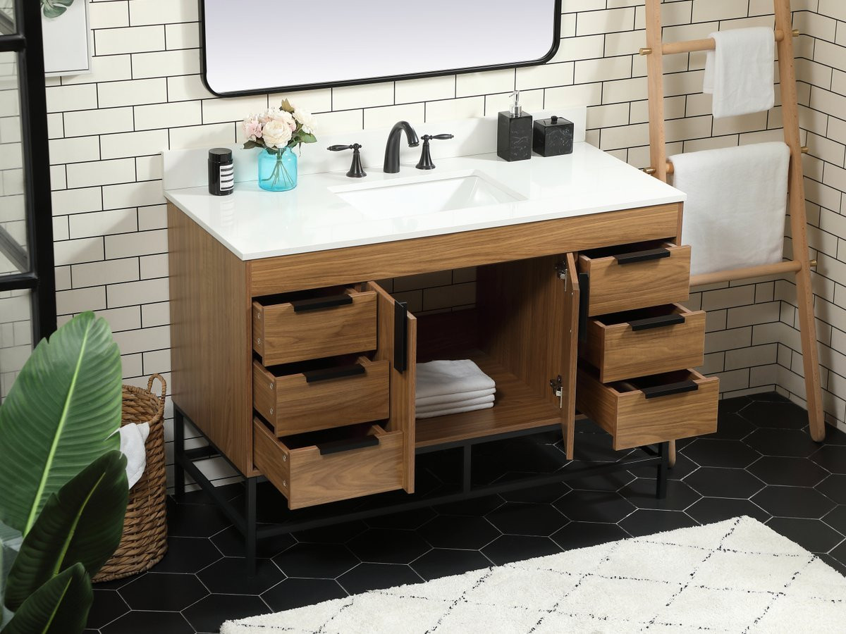 Elegant Decor VF488W48WB-BS 48 inch single bathroom vanity in walnut brown with backsplash