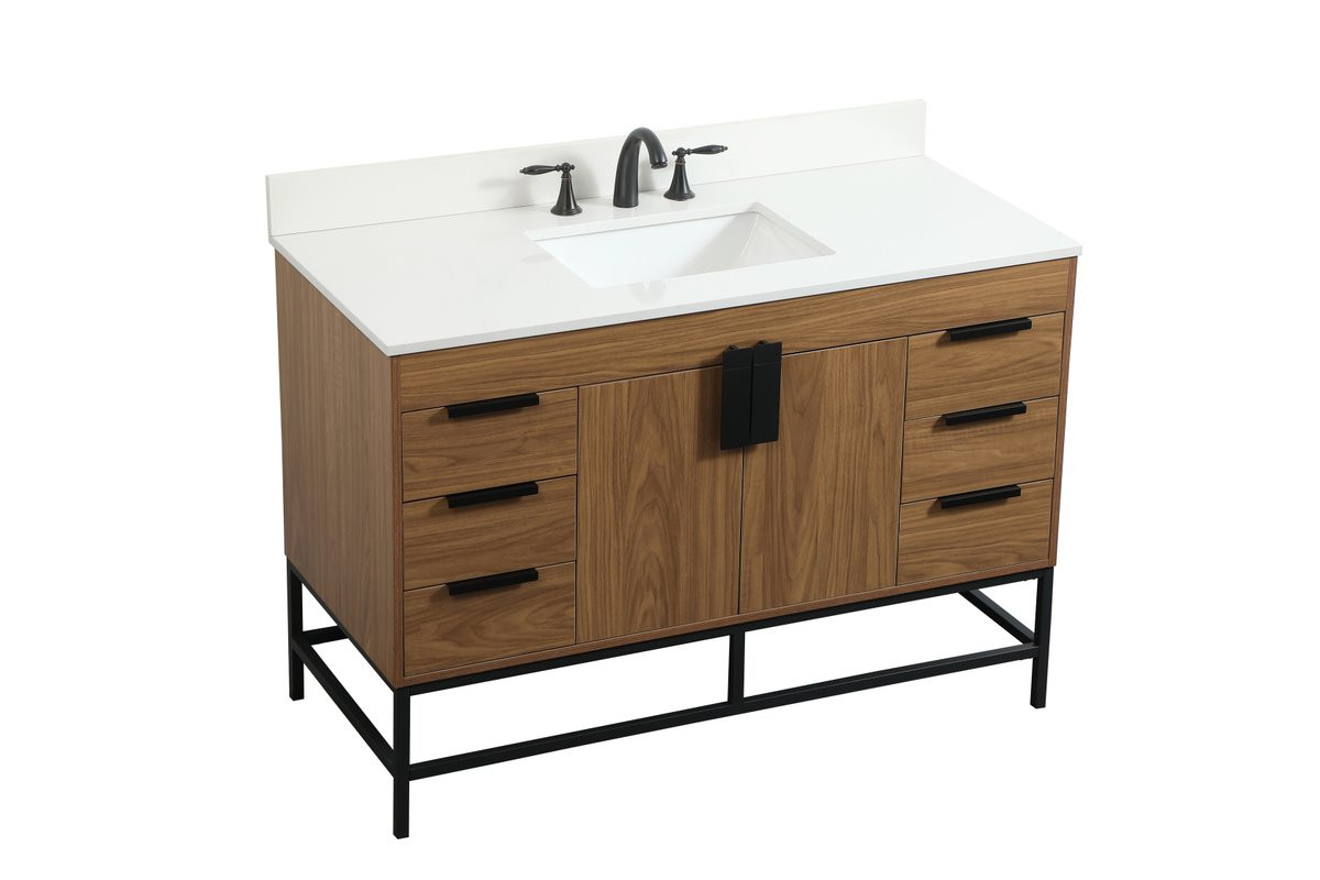 Elegant Decor VF488W48WB-BS 48 inch single bathroom vanity in walnut brown with backsplash