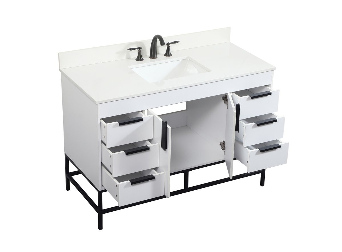 Elegant Decor VF488W48MWH-BS 48 inch single bathroom vanity in white with backsplash