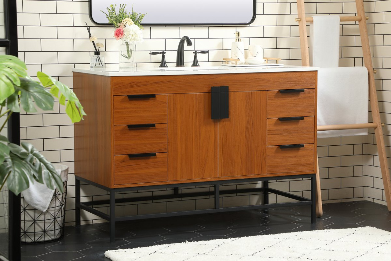 Elegant Decor VF488W48MTK 48 inch single bathroom vanity in teak