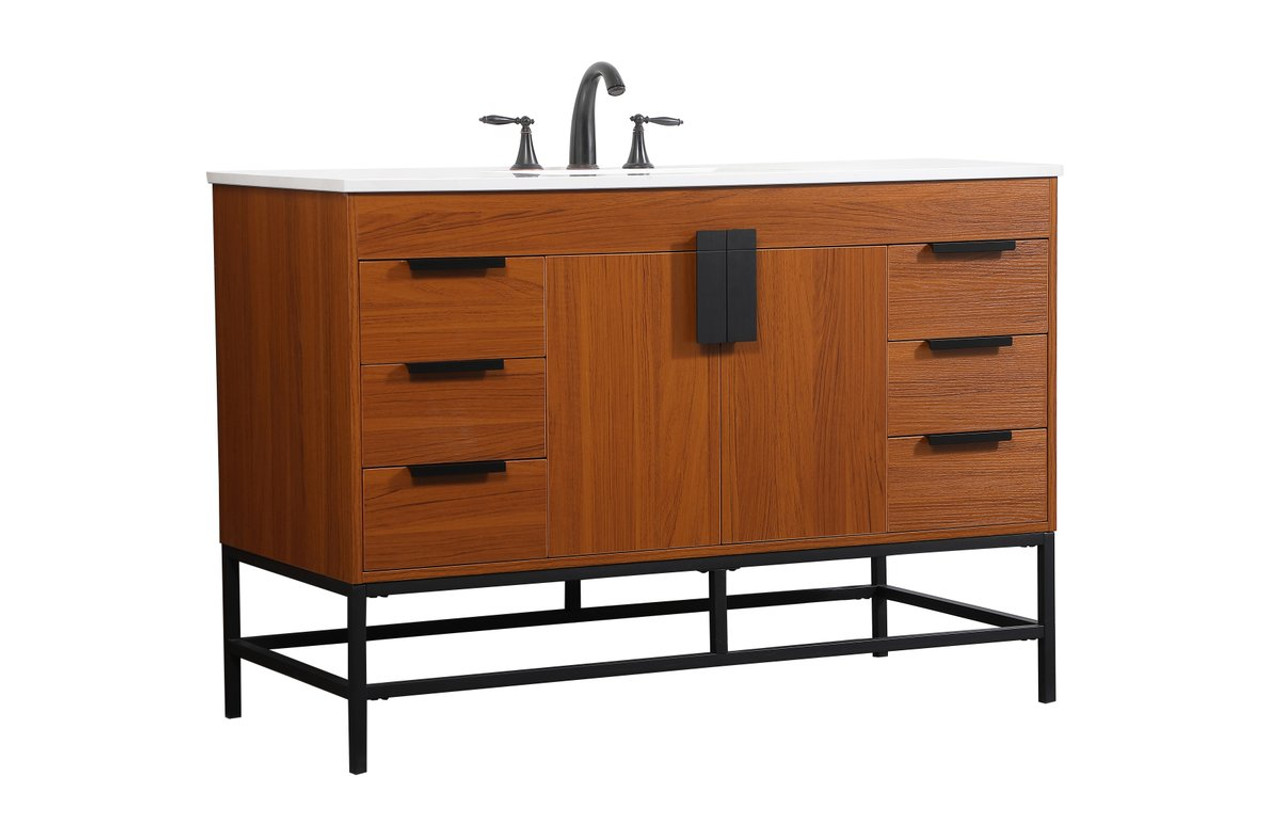 Elegant Decor VF488W48MTK 48 inch single bathroom vanity in teak