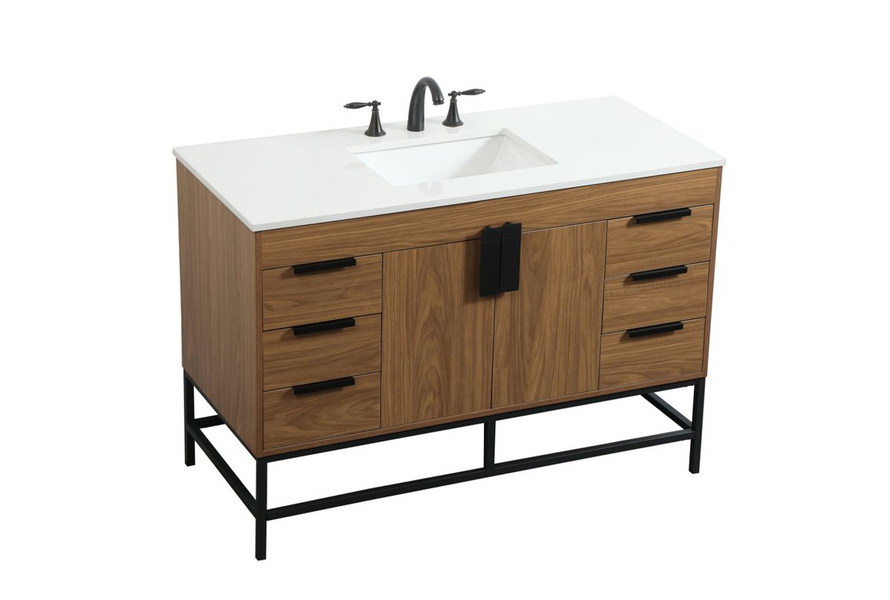 Elegant Decor VF488W48WB 48 inch single bathroom vanity in walnut brown