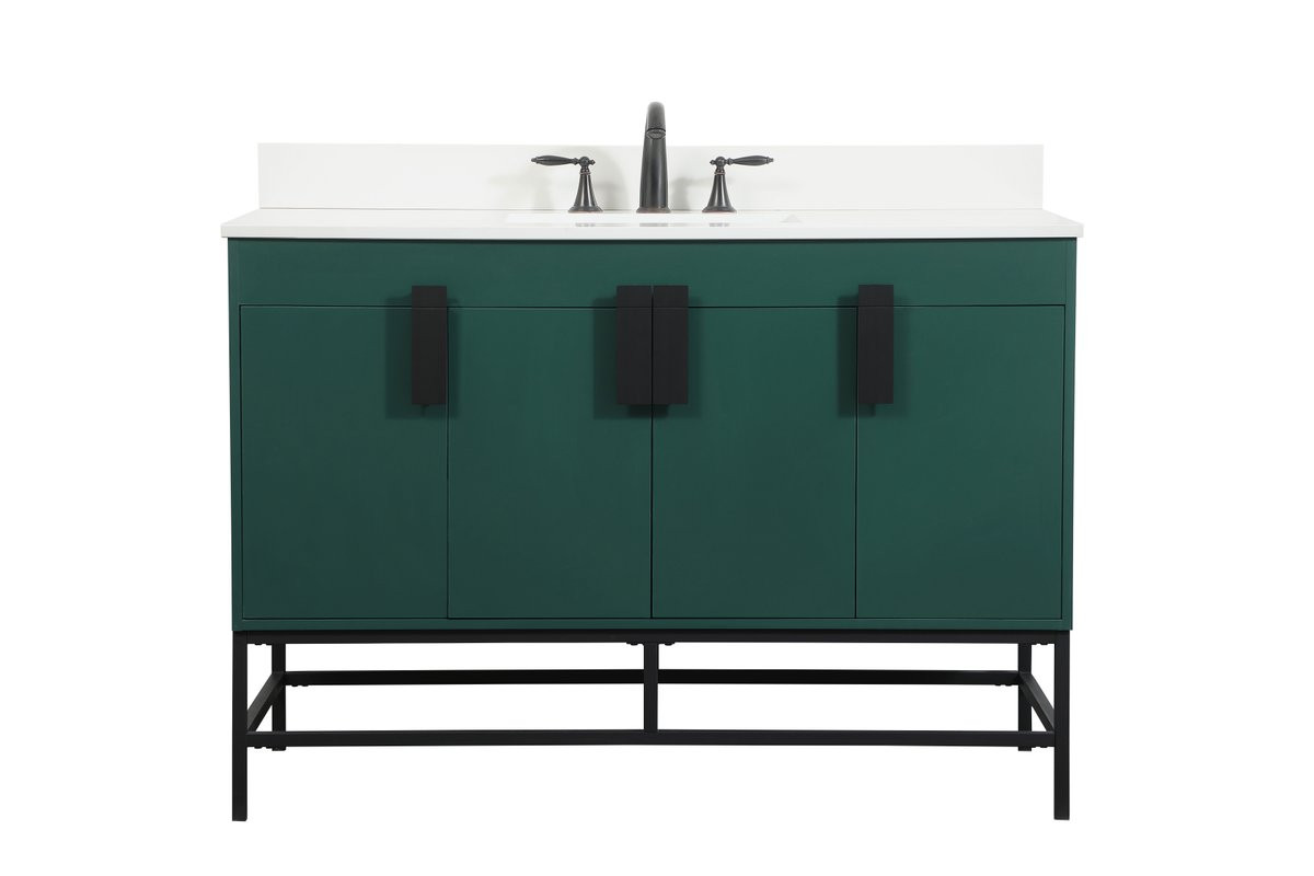 Elegant Decor VF48848MGN-BS 48 inch single bathroom vanity in green with backsplash