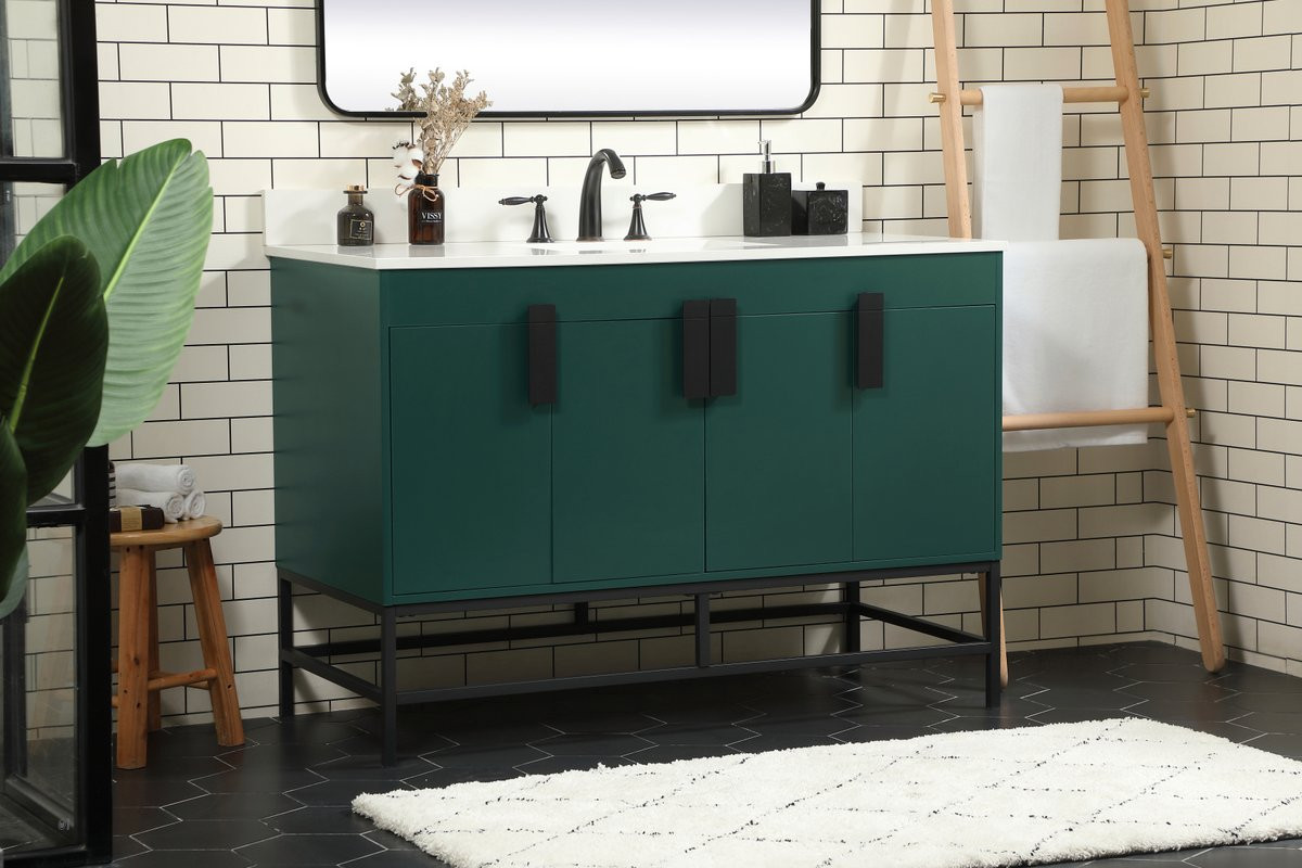 Elegant Decor VF48848MGN-BS 48 inch single bathroom vanity in green with backsplash