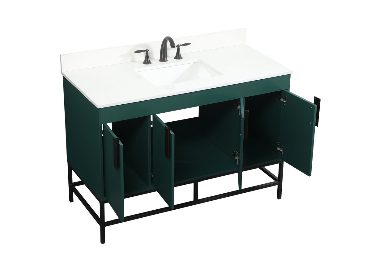 Elegant Decor VF48848MGN-BS 48 inch single bathroom vanity in green with backsplash