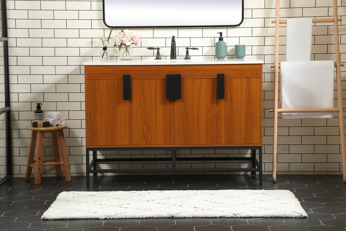 Elegant Decor VF48848MTK 48 inch single bathroom vanity in teak