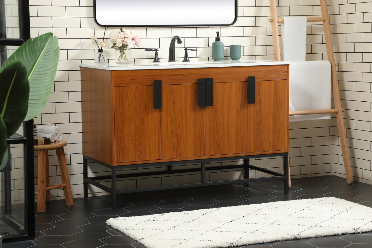 Elegant Decor VF48848MTK 48 inch single bathroom vanity in teak