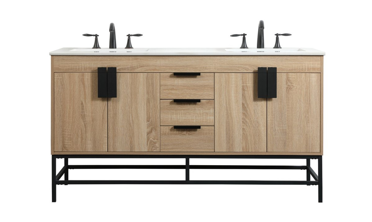 Elegant Decor VF48860DMW 60 inch double bathroom vanity in mango wood