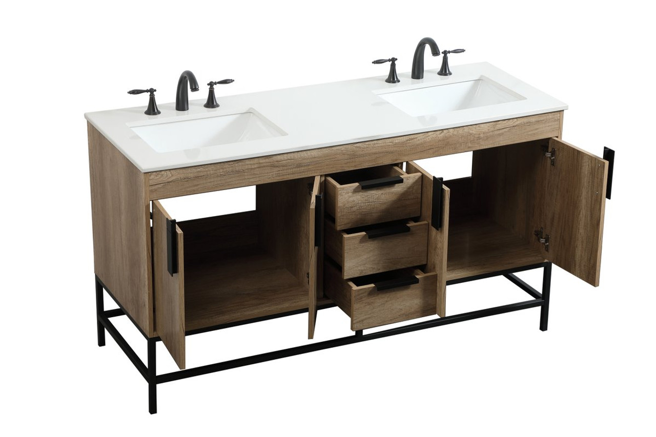 Elegant Decor VF48860DNT 60 inch double bathroom vanity in natural oak Elegant Decor VF48860DNT 60 inch double bathroom vanity in natural oak