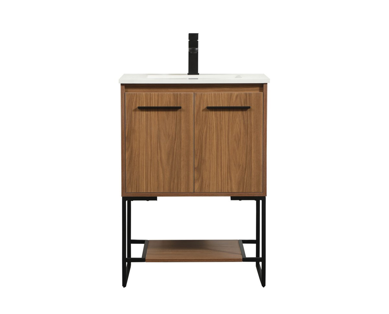 Elegant Decor VF42524WB 24 inch single bathroom vanity in walnut brown