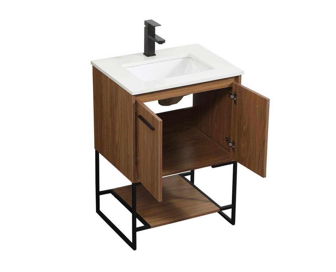 Elegant Decor VF42524WB 24 inch single bathroom vanity in walnut brown