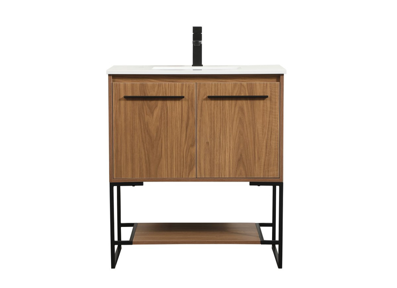 Elegant Decor VF42530WB 30 inch single bathroom vanity in walnut brown