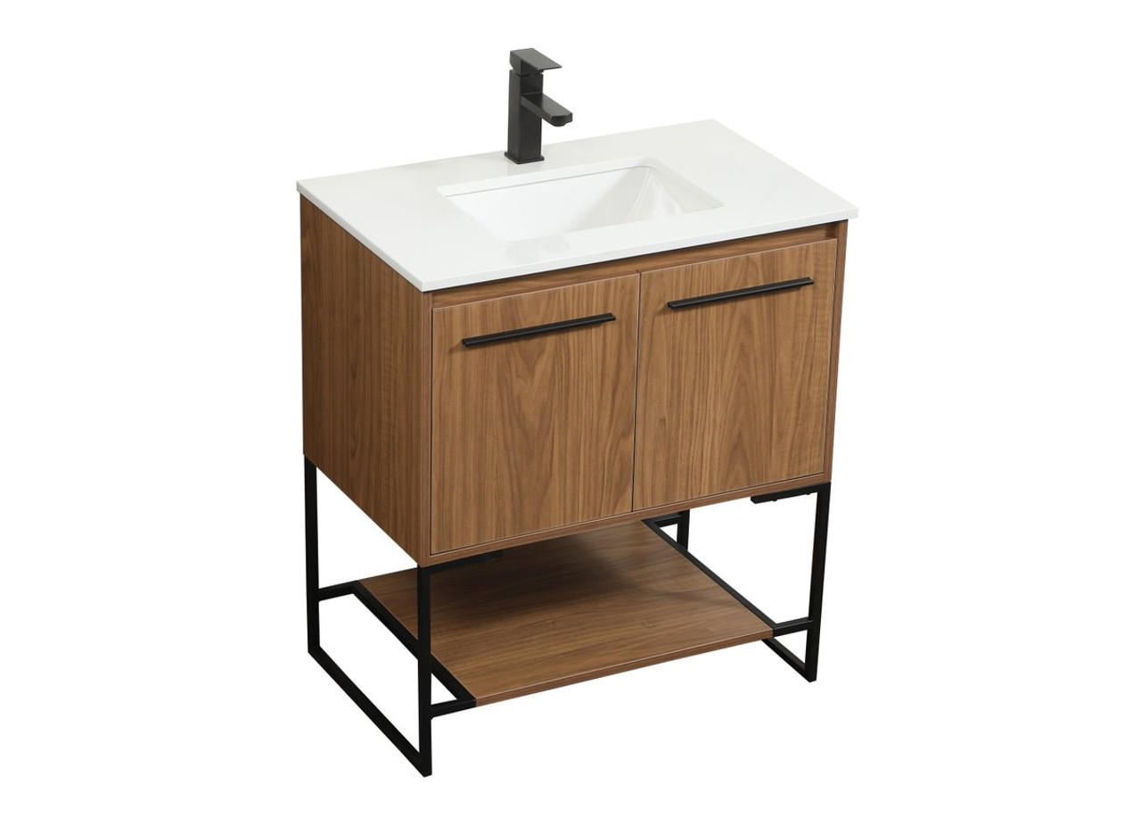 Elegant Decor VF42530WB 30 inch single bathroom vanity in walnut brown