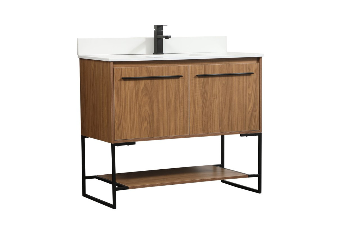 Elegant Decor VF42540WB-BS 40 inch single bathroom vanity in walnut brown with backsplash