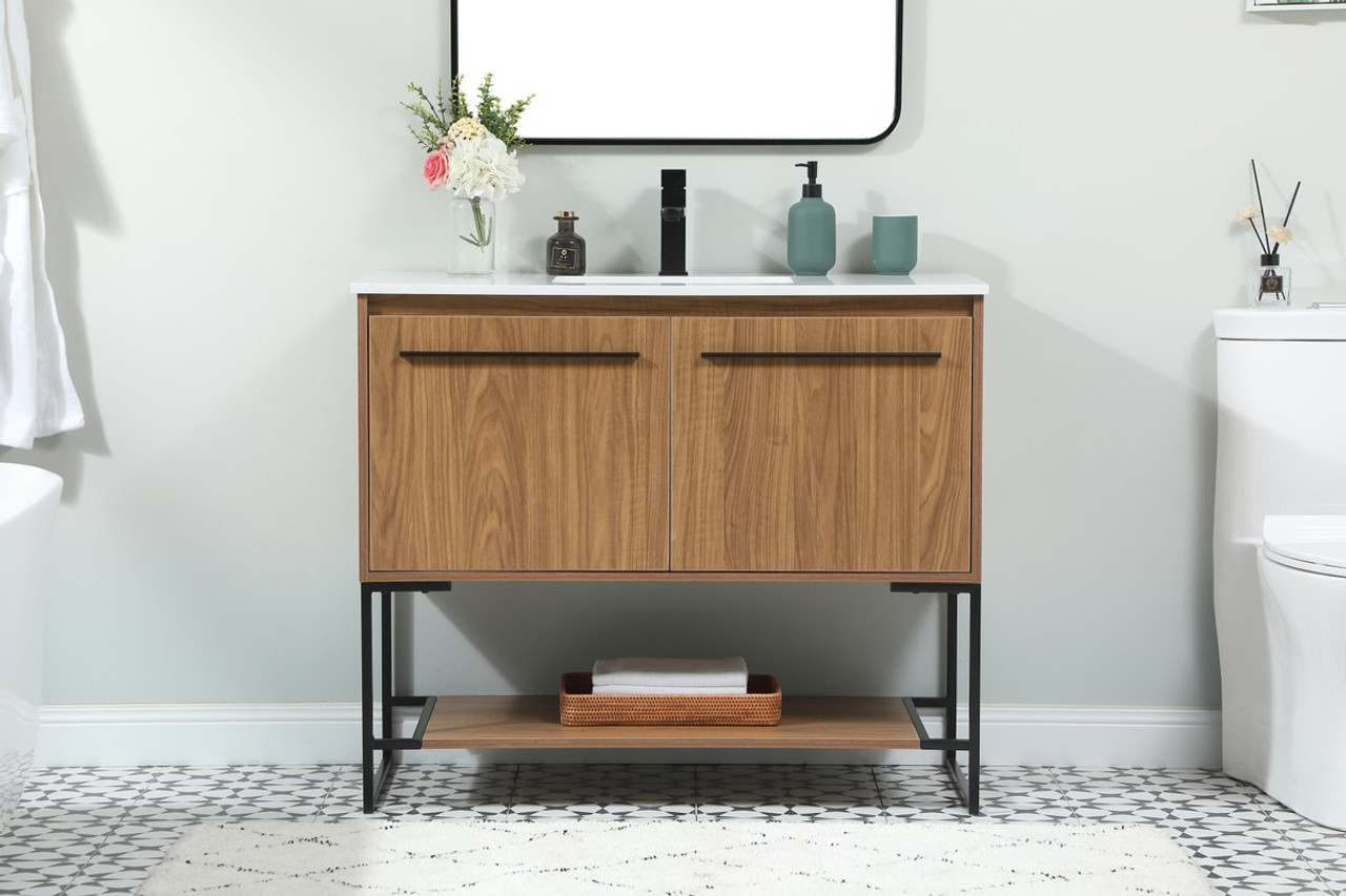 Elegant Decor VF42540WB 40 inch single bathroom vanity in walnut brown