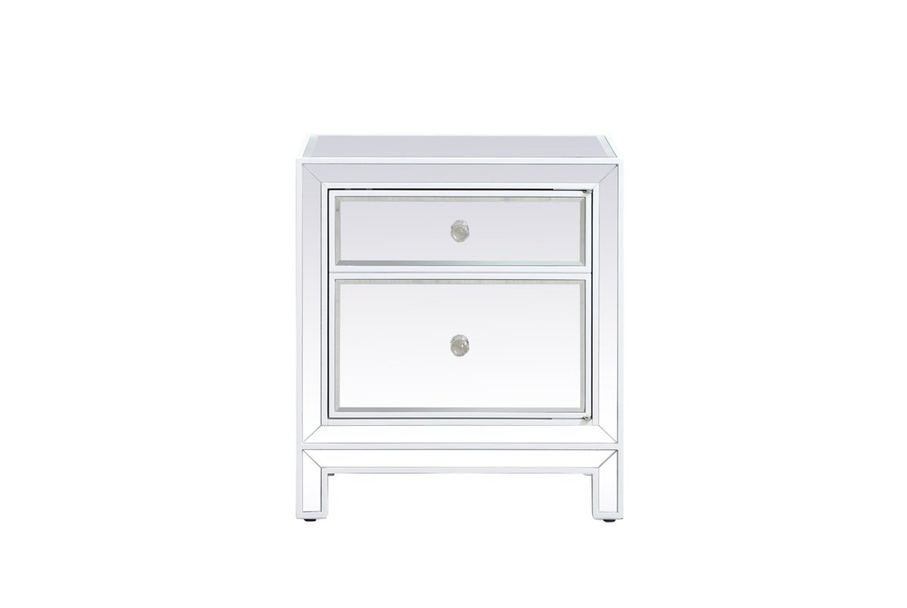 Elegant Decor MF72016WH 21 inch mirrored nightstand in white