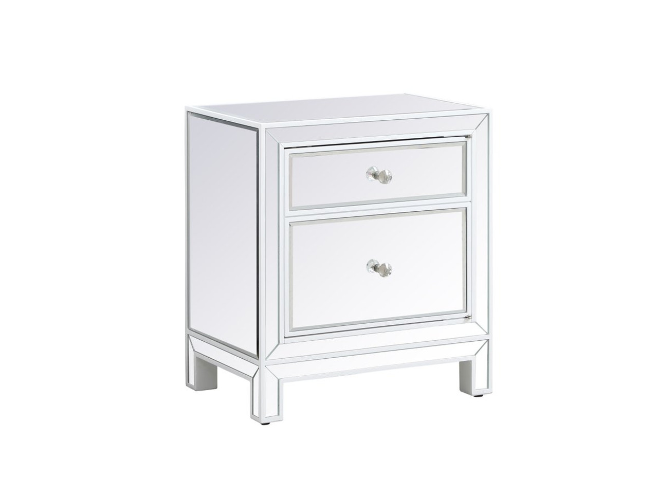 Elegant Decor MF72016WH 21 inch mirrored nightstand in white