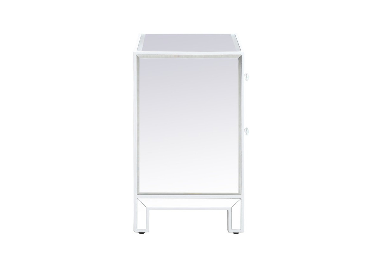 Elegant Decor MF72016WH 21 inch mirrored nightstand in white