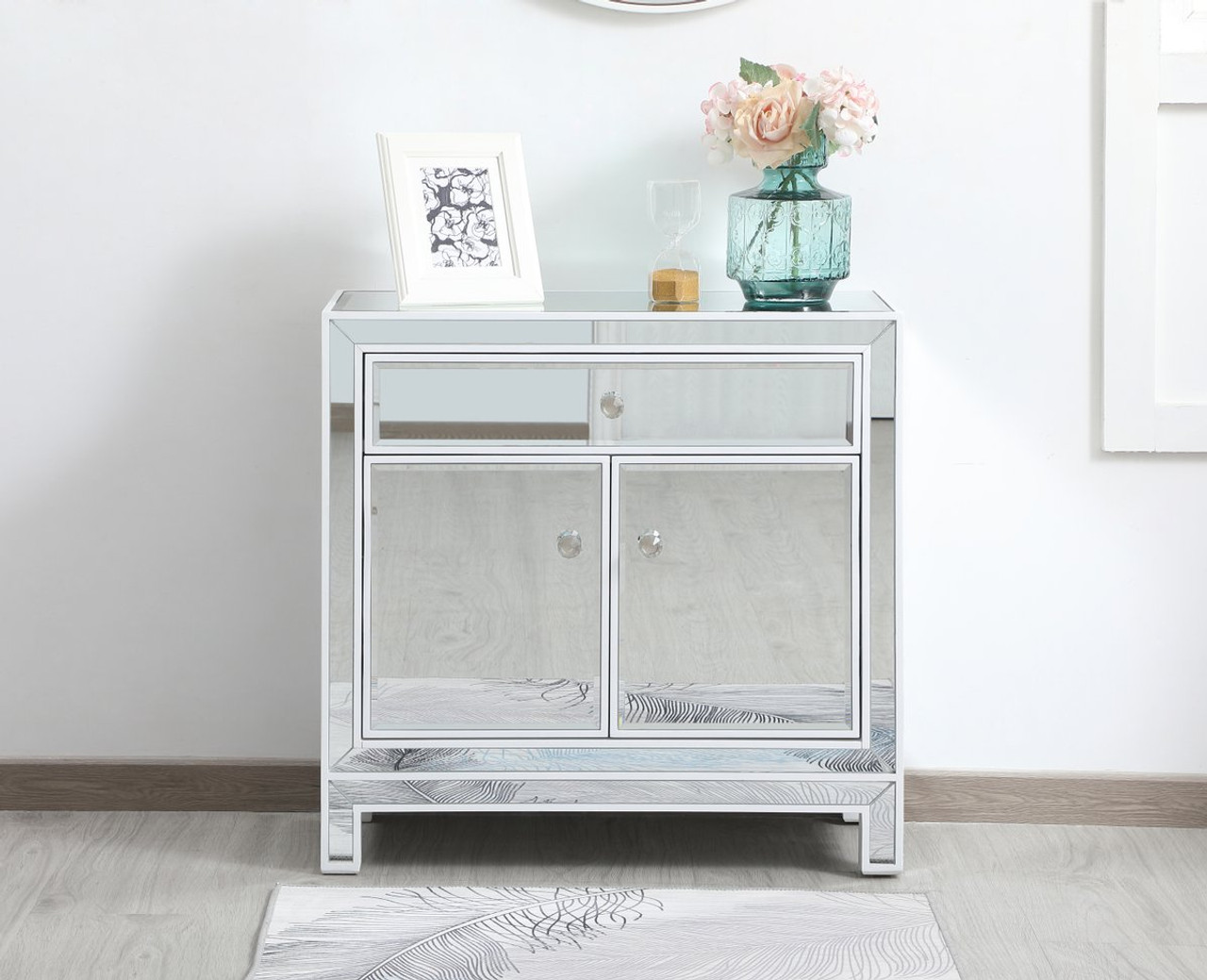 Elegant Decor MF71034WH 29 inch mirrored cabinet in white