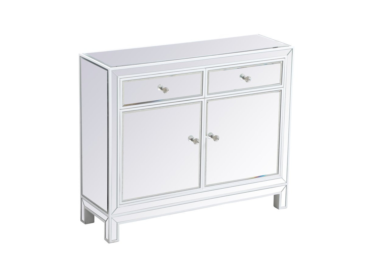 Elegant Decor MF72002WH 38 inch mirrored nightstand in white