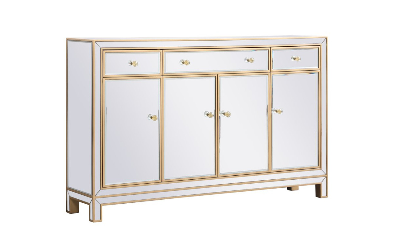 Elegant Decor MF72001G 56 inch mirrored credenza in gold