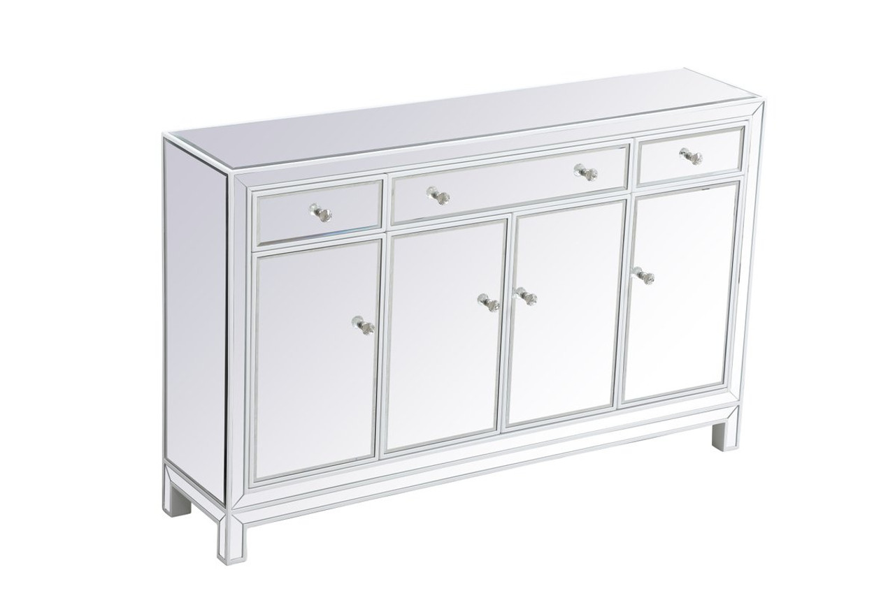 Elegant Decor MF72001WH 56 inch mirrored credenza in white