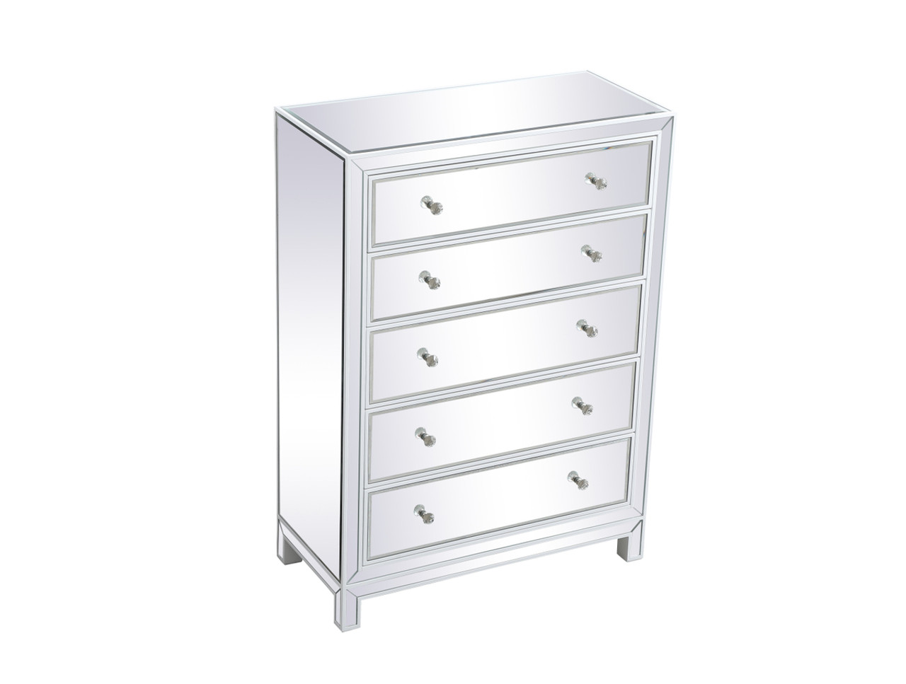 Elegant Decor MF72026WH 34 inch mirrored five drawer cabinet in white