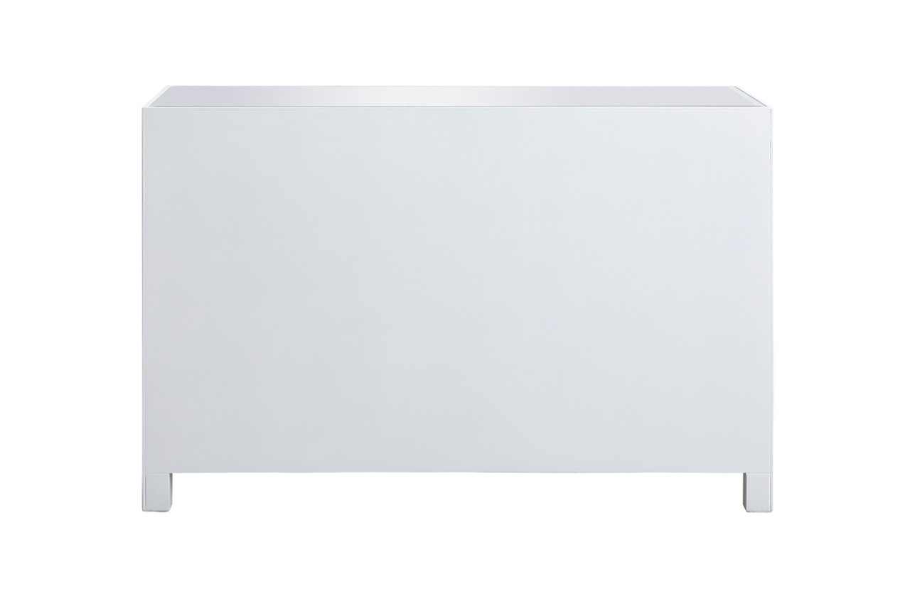 Elegant Decor MF72017WH 48 inch mirrored six drawer cabinet in white