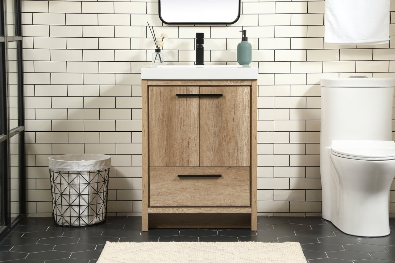 Elegant Decor VF46024NT 24 inch single bathroom vanity in natural oak Elegant Decor VF46024NT 24 inch single bathroom vanity in natural oak