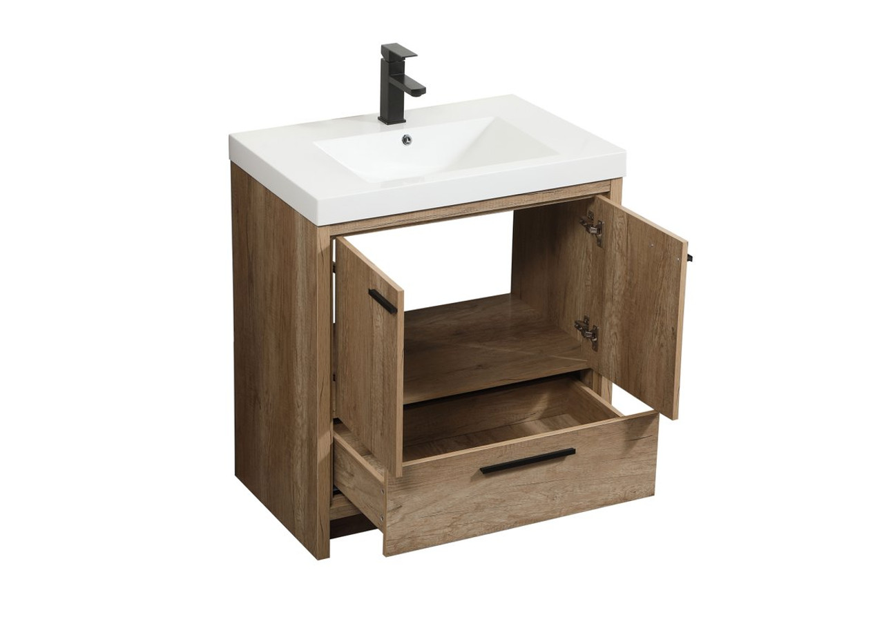Elegant Decor VF46030NT 30 inch single bathroom vanity in natural oak Elegant Decor VF46030NT 30 inch single bathroom vanity in natural oak