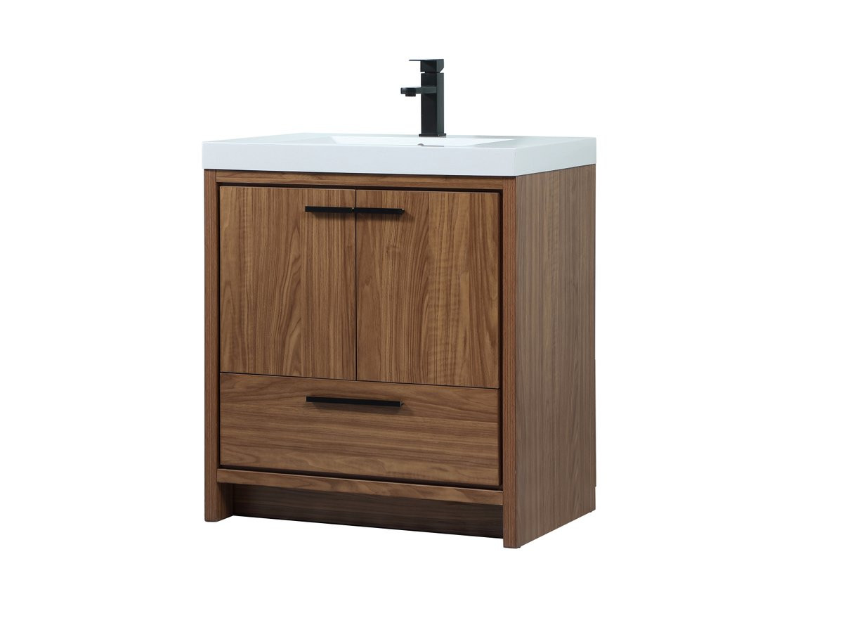 Elegant Decor VF46030WB 30 inch single bathroom vanity in walnut brown