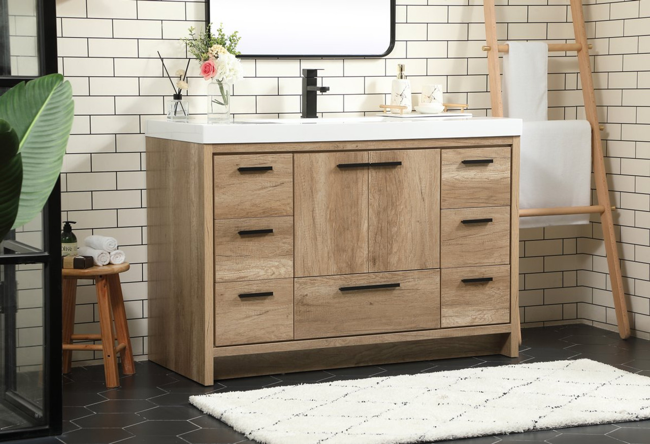 Elegant Decor VF46048NT 48 inch single bathroom vanity in natural oak Elegant Decor VF46048NT 48 inch single bathroom vanity in natural oak