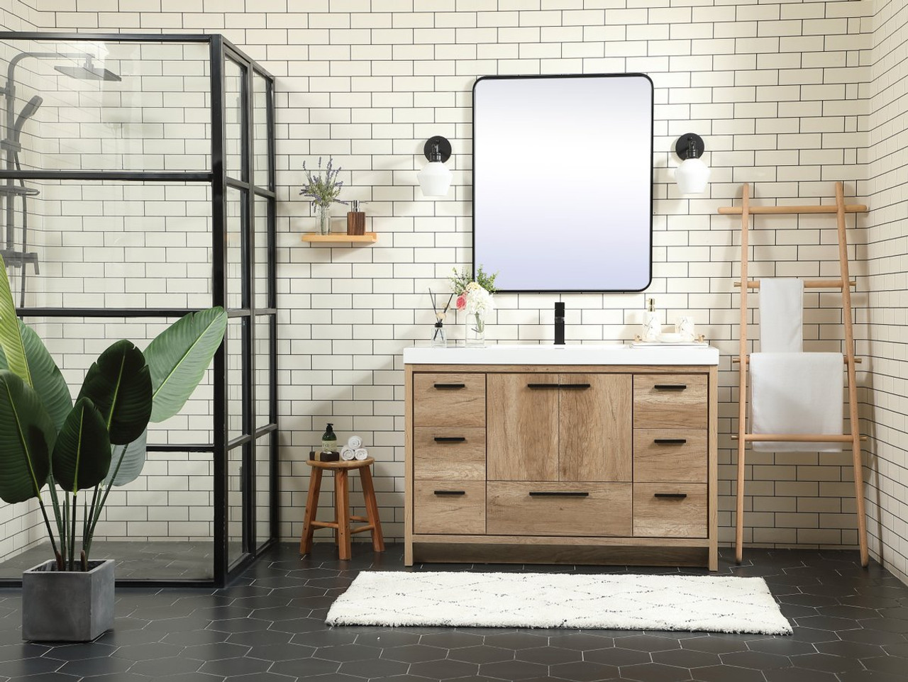 Elegant Decor VF46048NT 48 inch single bathroom vanity in natural oak Elegant Decor VF46048NT 48 inch single bathroom vanity in natural oak