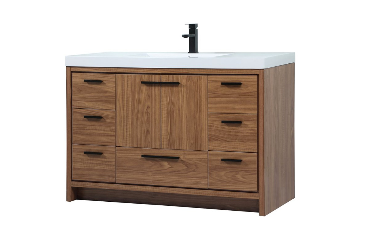 Elegant Decor VF46048WB 48 inch single bathroom vanity in walnut brown