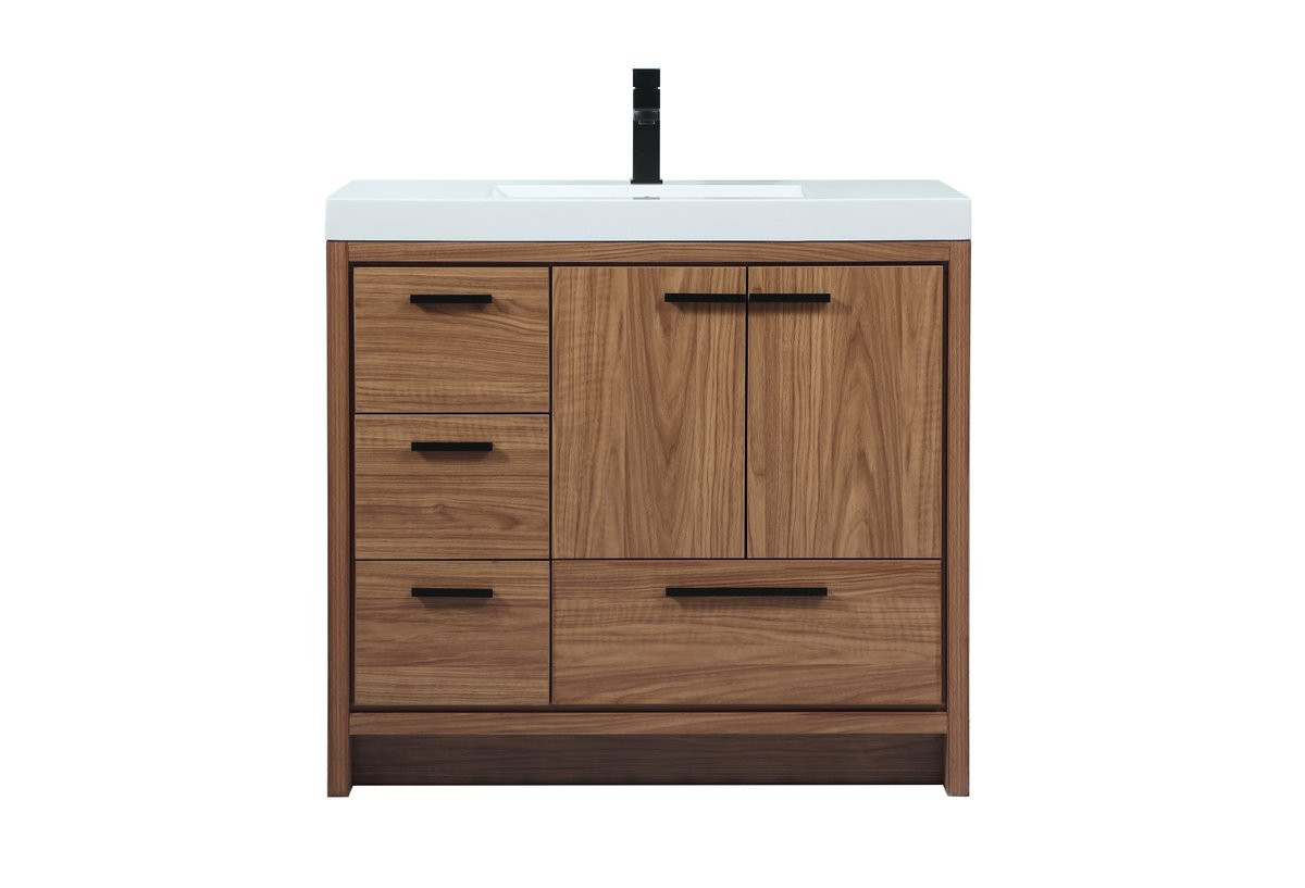 Elegant Decor VF46036WB 36 inch single bathroom vanity in walnut brown